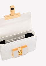 حقيبة كتف صغيرة بسلسلة مزخرفة بنقشة جلد التمساح