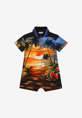 Dolce & Gabbana Kids Boys Piqué Onesie with Hawaiian Print Multicolor L1JO5E G7I6B HH4JK