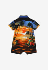 Dolce & Gabbana Kids Boys Piqué Onesie with Hawaiian Print Multicolor L1JO5E G7I6B HH4JK