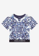 Dolce & Gabbana Kids Baby Girls Majolica-Print Short-Sleeved T-shirt Blue L2JTHR G7EX4 HX3TN