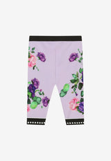 Dolce & Gabbana Kids Baby Girls Floral Print Interlock Leggings Lavender L2SP19 G7D6T HP3ZO