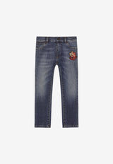 Dolce & Gabbana Kids Boys Washed Jeans with Heraldic Patch Blue L42F40 LDA65 S9000