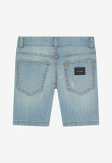 Dolce & Gabbana Kids Boys Washed Denim Shorts Light Blue L42Q37 LD879 B0076