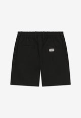 Dolce & Gabbana Kids Boys Logo Plaque Shorts Black L42Q95 FUFIP N0000