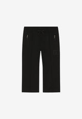 Dolce & Gabbana Kids Boys Gabardine Track Pants with Logo Patch Black L43P95 G7E3N N0000