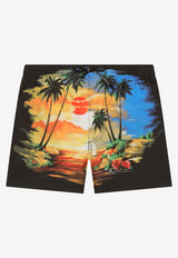 Dolce & Gabbana Kids Boys Hawaiian Print Swim Shorts Multicolor L4J818 G7H2T HH4JK