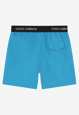 Dolce & Gabbana Kids Boys DG Print Swim Shorts Blue L4J831 G7BQW B0482