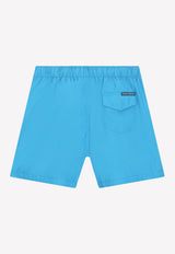 Dolce & Gabbana Kids Boys Swim Trunks with Logo Band Blue L4J837 G7D7W B0482