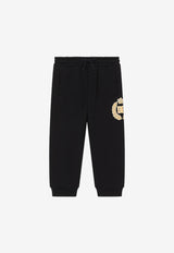 Dolce & Gabbana Kids Boys Jersey Track Pants with DG Laurel Print Black L4JPCX G7E0Y B0665