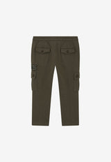 Dolce & Gabbana Kids Boys Logo Patch Cargo Track Pants Khaki L4JPEX G7B1Y N3644