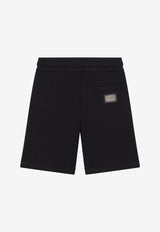 Dolce & Gabbana Kids Girls Logo-Patch Bermuda Shorts Black L4JQD4 G7I2P B3681