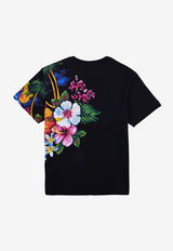 Dolce & Gabbana Kids Boys Hawaiian Print T-shirt with DG Logo Black L4JTBL G7H1D N0000