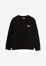Dolce & Gabbana Kids Boys Logo Crewneck Sweatshirt L4JW7H G7I2P N0000 Black