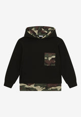 Dolce & Gabbana Kids Boys Camouflage Print Layered Hoodie Black L4JWDJ G7B7Y S9000