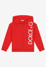 Dolce & Gabbana Kids Girls Logo Print Zip-Up Hoodie L4JWFN G7IXP R0156 Red