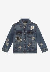 Dolce & Gabbana Kids Girls Embellished Denim Jacket Denim L51B81 LDB08 S9000
