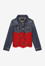 Dolce & Gabbana Kids Girls Denim Jacket with Lace Insert L51B82 LDB20 S9000 Multicolor