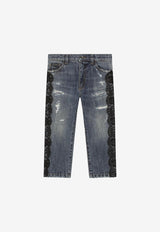 Dolce & Gabbana Kids Girls Lace Insert Jeans L52F61 LDB16 S9000 Blue