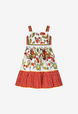 Dolce & Gabbana Kids Vegetable-print Poplin Sleeveless Maxi Dress Multicolor L53DF2 G7E1Q HA3UM