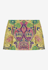 Dolce & Gabbana Kids Girls Floral Jacquard Mini Skirt L54I27 FJOBM S8350 Gold