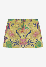 Dolce & Gabbana Kids Girls Floral Jacquard Mini Skirt L54I27 FJOBM S8350 Gold