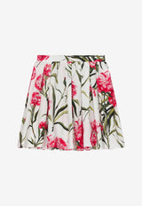 Dolce & Gabbana Kids Girls Carnation Print Pleated Skirt Multicolor L54I48 HS5O0 HA3VL