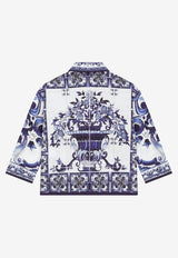 Dolce & Gabbana Kids Girls Majolica Print Shirt Blue L55S66 G7EY2 HA3TN
