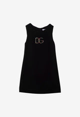 Dolce & Gabbana Kids Girls Rhinestone Embellished DG Logo Dress L59D79 G7B6L N0000 Black