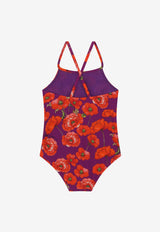 Dolce & Gabbana Kids Girls Poppy Print One-Piece Swimsuit L5J803 FSGZK HP3IW Violet