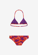 Dolce & Gabbana Kids Girls Poppy Print Bikini Set L5J813 FSGZK HP3IW Violet