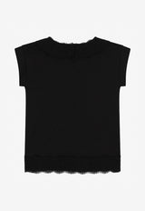 Dolce & Gabbana Kids Girls Lace-Trimmed DG Logo T-shirt Dress L5JD4E G7C2U N0000 Black