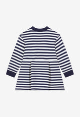 Dolce & Gabbana Kids Girls Star Patch Striped Dress Blue L5JD4P G7E1K S8051