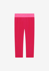 Dolce & Gabbana Kids Girls Logo Waistband Interlock Leggings L5JP3J G7CD0 F0877 Fuchsia