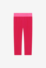 Dolce & Gabbana Kids Girls Logo Waistband Interlock Leggings L5JP3J G7CD0 F0877 Fuchsia
