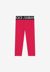 Dolce & Gabbana Kids Girls Logo Waistband Leggings Fuchsia L5JP3J G7E3K F0877