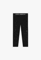 Dolce & Gabbana Kids Girls Rhinestone Embellished Leggings Black L5JP3J G7JK9 S9000
