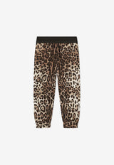 Dolce & Gabbana Kids Girls Leopard Print Track Pants Brown L5JP9Z G7H7X HA93M