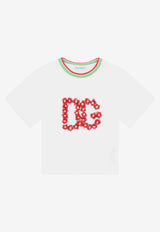 Dolce & Gabbana Kids Girls Floral DG Logo Oversized T-shirt L5JTAZ G7B9S W0800 White