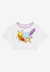 Dolce & Gabbana Kids Girls DG Logo Patch Cropped T-shirt White L5JTHY G7I0Y HW4NK