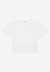 Dolce & Gabbana Kids Girls Openwork DG Logo T-shirt White L5JTIB G7B3E W0800