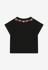 Dolce & Gabbana Kids Girls Studded DG Interlock T-shirt Black L5JTID G7B4K N0000