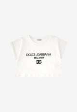 Dolce & Gabbana Kids Girls DG Milano Cropped T-shirt White L5JTIH G7I0L W0800