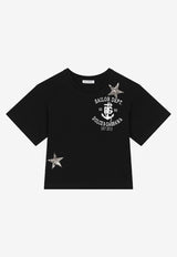 Dolce & Gabbana Kids Girls Star Patch Logo T-shirt Black L5JTIL G7D1Q B0665