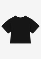 Dolce & Gabbana Kids Girls Star Patch Logo T-shirt Black L5JTIL G7D1Q B0665