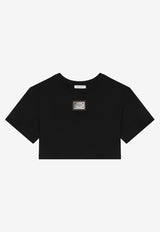 Dolce & Gabbana Kids Girls Logo Plaque Cropped T-shirt Black L5JTLB G7JL0 N0000
