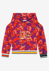 Dolce & Gabbana Kids Girls Poppy Print DG Logo Hoodie Violet L5JW5Z HS7HM HP3IW
