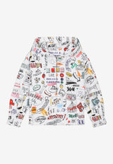 Dolce & Gabbana Kids Girls Smemo Print Zip-Up Hoodie Multicolor L5JW6N HS7I9 HW3VG
