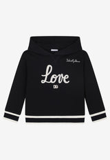 Dolce & Gabbana Kids Girls Love Embroidered Hoodie Navy L5JW6Q G7DY7 B0665