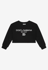 Dolce & Gabbana Kids Girls DG Milano Embroidered Sweatshirt Black L5JW7M G7F0U N0000