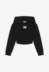 Dolce & Gabbana Kids Girls Logo Plaque Corset Hoodie Black L5JW9C G7JL2 N0000